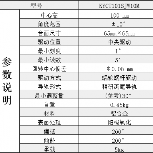 手动角位台;KYCT101SJW10M